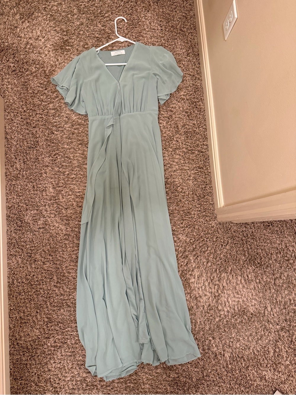 Arbor Sage Green Flutter-Sleeve Maxi Dress